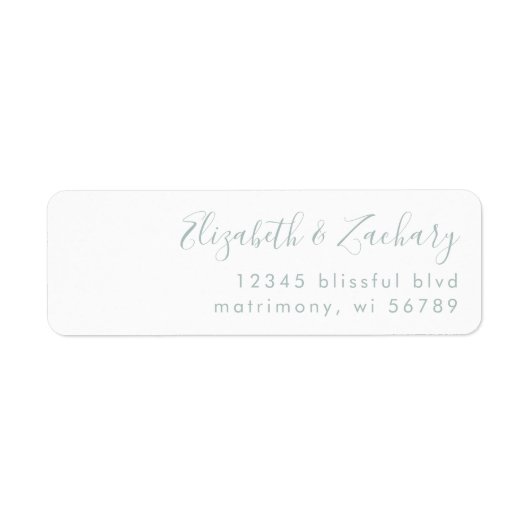 Moderne Sea Glass Script Hochzeitsschrift Rücksend (Vorne)