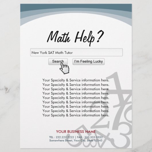 Moderne Search Bar Math Tutor Flyer (Vorne)