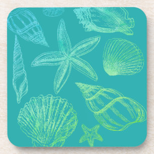 Moderne Seashell Blue Green Aquamarin Ombre Beach  Getränkeuntersetzer