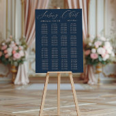 Moderne Seating Chart Blue & Rose Gold Hochzeit Poster