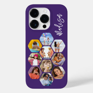 Moderne sechseckige Fotocollage mit personalisiert Case-Mate iPhone 14 Pro Hülle