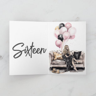 Moderne sechzehn, süße 16, rosa, Geburtstagsparty Einladung