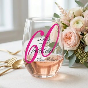 Moderne Sechzig und Fantastisch Rosa 60. Geburtsta Weinglas Ohne Stiel