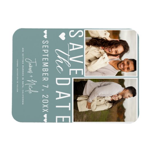 Moderne Seefahrt Save the Date 2 Foto Hochzeit Magnet (Horizontal)
