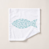 Moderne Seefischmuster Badhandtuch Set (Waschlappen)