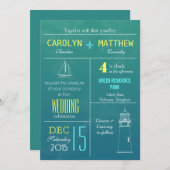 Moderne Seeleuchtturm-Strand-Hochzeit des boots-| Einladung (Vorne/Hinten)