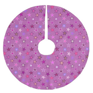 Moderne Seiden, Violett, Pflaume und Rosa Polyester Weihnachtsbaumdecke