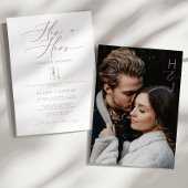 Moderne Seine & Hers Rose Kalligrafie Paare Dusche Einladung