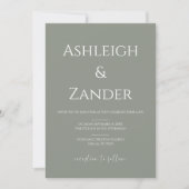 Moderne Seite Green Simple Wedding Einladung (Vorderseite)