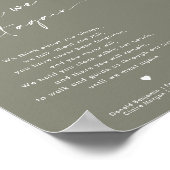 Moderne Seite Grün in liebevollem Gedächtnis Hochz Poster (Ecke)