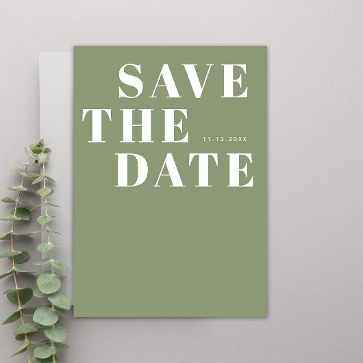 Moderne Seite Grün Minimalistische einfache Hochze Save The Date