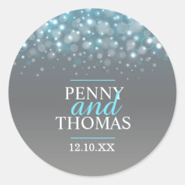 Moderne Sektsparkbläschen Hochzeitsaufkleber Runder Aufkleber