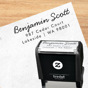 Moderne selbstfärbende Versandadressestempel Permastempel