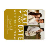 Moderne Senf Gold Save the Date 2 Foto Hochzeit Magnet (Horizontal)