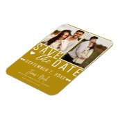Moderne Senf Gold Save the Date 2 Foto Hochzeit Magnet (Linke Seite)