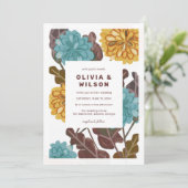 Moderne Senf Juwel Ton Blumen Hochzeit Einladung (Stehend Vorderseite)