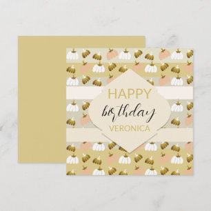 Moderne Senf-Roséfarbene Künstlerische Kürbisse Karte