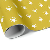 Moderne Senfgelbe Schneeflocken Schneesterne Geschenkpapier (Rolleneckpunkt)