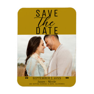 Moderne Senfgold Save-the-Date Hochzeitsfoto Magnet