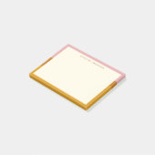 Moderne Senfrosa Rand personalisierter Name Post-it Klebezettel (angewinkelt)