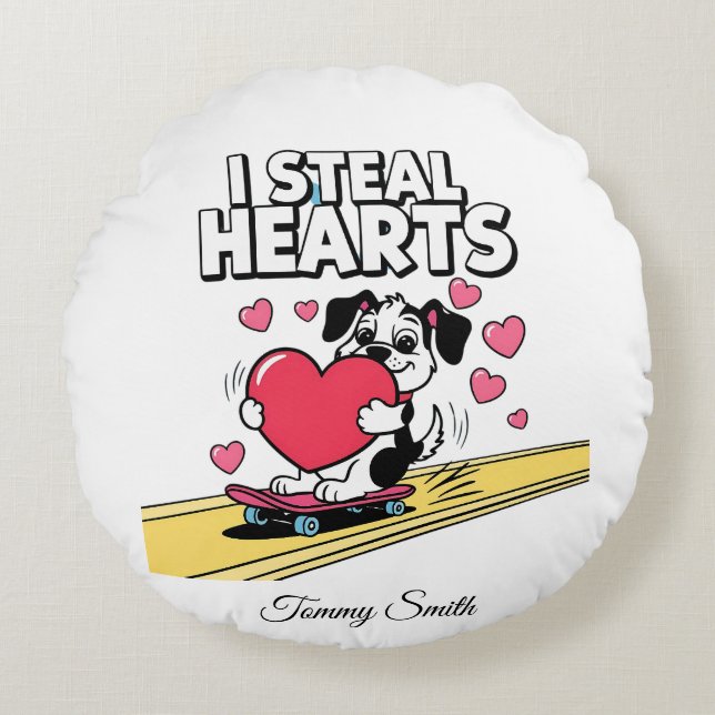 Moderne, sentimentale Valentinpilze für Haustiere Rundes Kissen (Vorderseite)