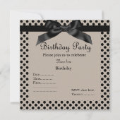MODERNE SEPIA SPOT BOW PARTY EINLADUNG (Rückseite)