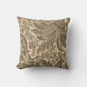 Moderne Sepia-Tan-Botanik-Monogramm Kissen