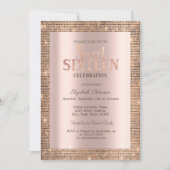 Moderne Sequins Frame Rose Gold Sweet 16 Einladung (Vorderseite)