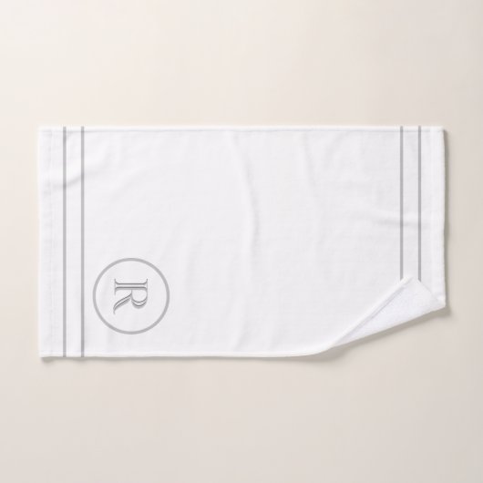 Moderne Serene Elegant Green Einziges Monogramm Badhandtuch Set (Handtuch)