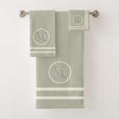Moderne Serene Elegante Beige Einziges Monogramm Badhandtuch Set (Insitu)
