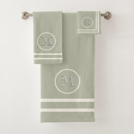 Moderne Serene Elegante Beige Einziges Monogramm Badhandtuch Set