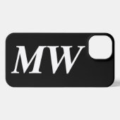 Moderne serf kursiv monogramm initiale schwarz iPhone hülle (Rückseite (Horizontal))
