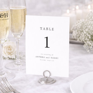 Moderne Serif-Editorial-Hochzeitstisch-Nummernkart Tischnummer