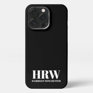 Moderne Serif-Initialen, Monogramm-Name Schwarz-we iPhone 13 Pro Hülle