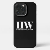 Moderne Serif-Initialen, Monogramm-Name Schwarz-we iPhone Hülle (Rückseite)