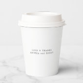 Moderne Serif-Monogramm-Hochzeitsfeier-Papierbeche Pappbecher (Rückseite)