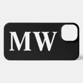 Moderne Serif-Monogramm-Initialen solide Schwarz-w iPhone Hülle (Rückseite (Horizontal))