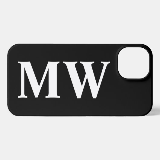 Moderne Serif-Monogramm-Initialen solide Schwarz-w iPhone Hülle (Rückseite (Horizontal))