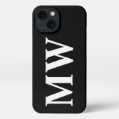 Moderne Serif-Monogramm-Initialen solide Schwarz-w iPhone Hülle (Rückseite)