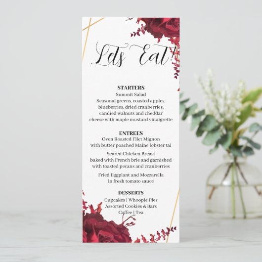 Moderne Set-11-Menükarte Einladung (Stehend Vorderseite)