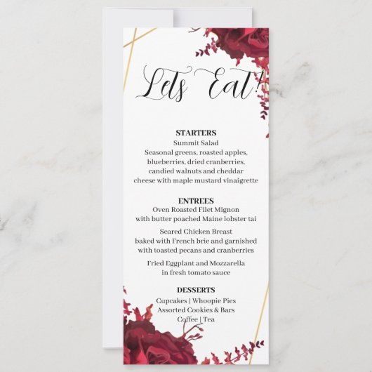 Moderne Set-11-Menükarte Einladung (Vorderseite)