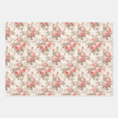 Moderne Shabby Chic Korallen und Elfenbein Französ Geschenkpapier Set (Vorderseite)