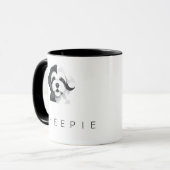 Moderne Sheepadoodle-Kunst - Geometrisch Schwarz & Tasse (Vorderseite Links)