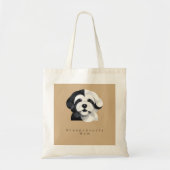 Moderne Sheepadoodle-Kunst - Geometrisch Schwarz & Tragetasche (Vorne)