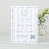 Moderne Shell-Monogramm-Hochzeitsprobe-Abendessen Einladung (Stehend Vorderseite)
