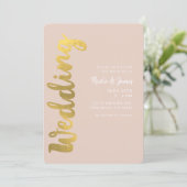 Moderne Shiny Imitate Goldene Foil Beige Glam Hoch Einladung (Stehend Vorderseite)