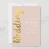 Moderne Shiny Imitate Goldene Foil Beige Glam Hoch Einladung (Vorderseite)