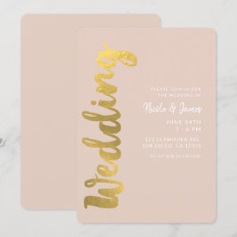 Moderne Shiny Imitate Goldene Foil Beige Glam Hoch Einladung