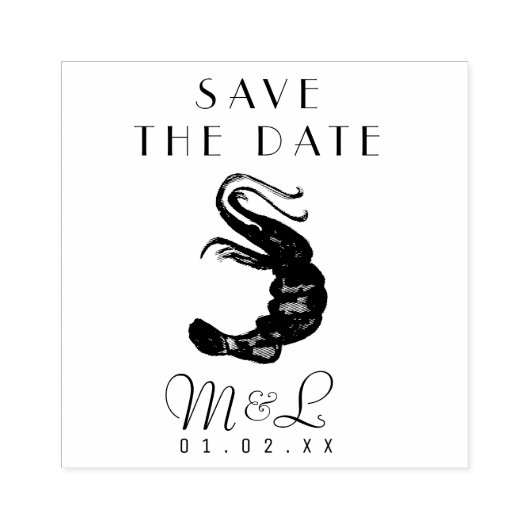 Moderne Shrimp Ocean Save the Date Design Briefmar Gummistempel (Prägung)