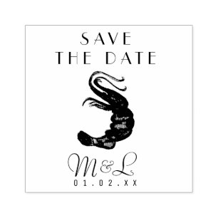 Moderne Shrimps-Ozean-Retter-Save-the-Date-Design- Gummistempel